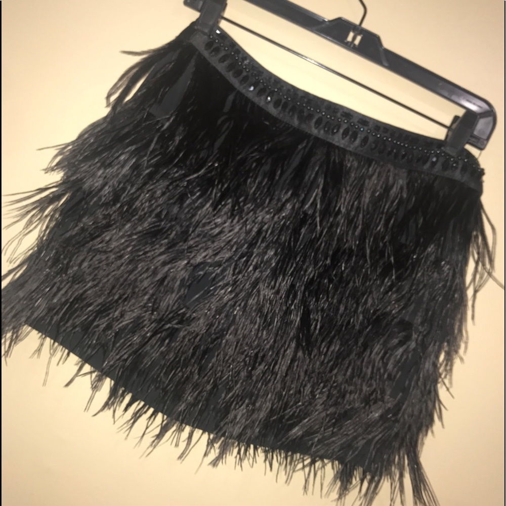 Bejewelled Black Feather Skirt 🖤
